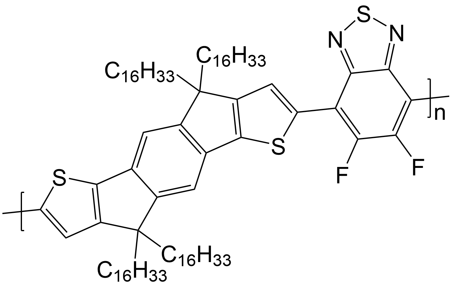 Poly-5,6-difluoro-4-(4,4,9,9- tetrahexadecyl-4,9-dihydro-s- indaceno[1,2-b:5,6-b'] dithiophen-2-yl)benzo[c] [1,2,5]thiadiazole/